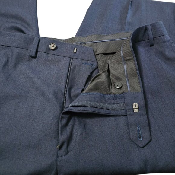 Ralph Ralph Lauren Navy Windowpane Straight Leg Cuffed Dress Pants Sz 42x29 - Picture 8 of 10